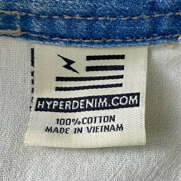 Hyper Denim Distressed Button Fly Jeans Mens size 32 x 25" inseam Straight Leg - Picture 10 of 11